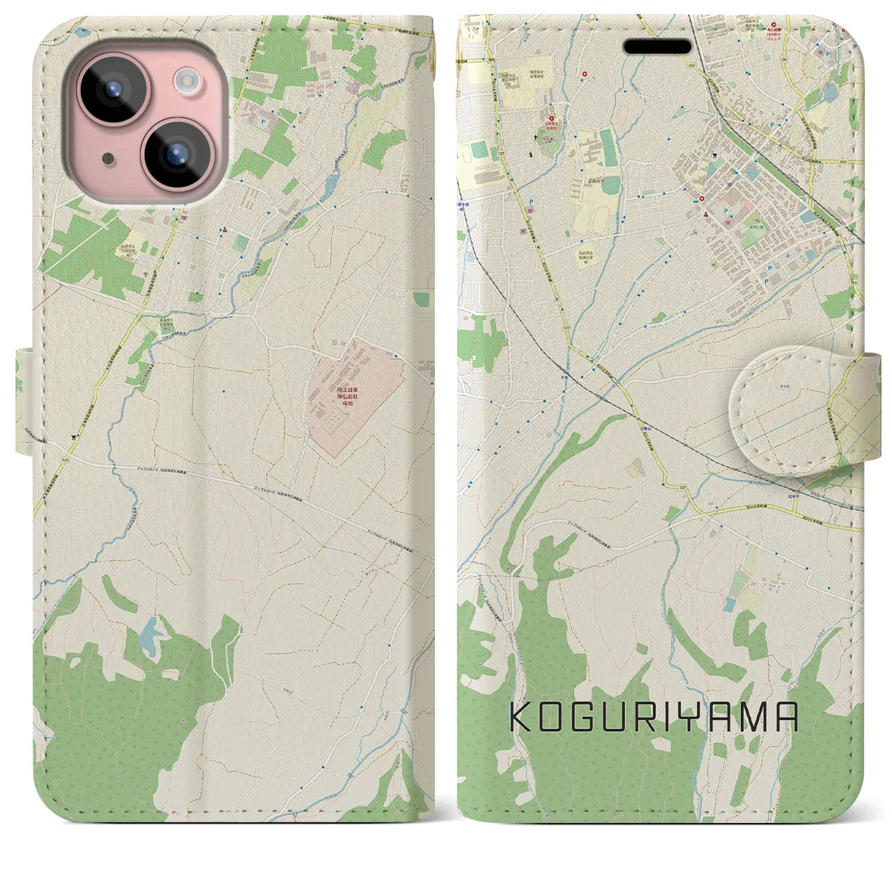 【小栗山(青森県)】地図柄iPhoneケース(手帳タイプ)