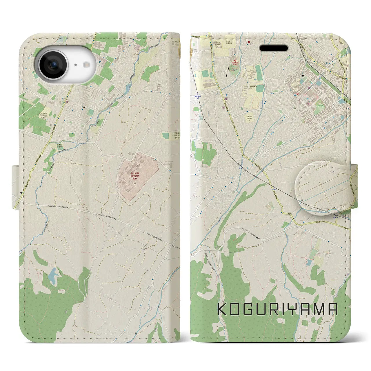 【小栗山(青森県)】地図柄iPhoneケース(手帳タイプ)