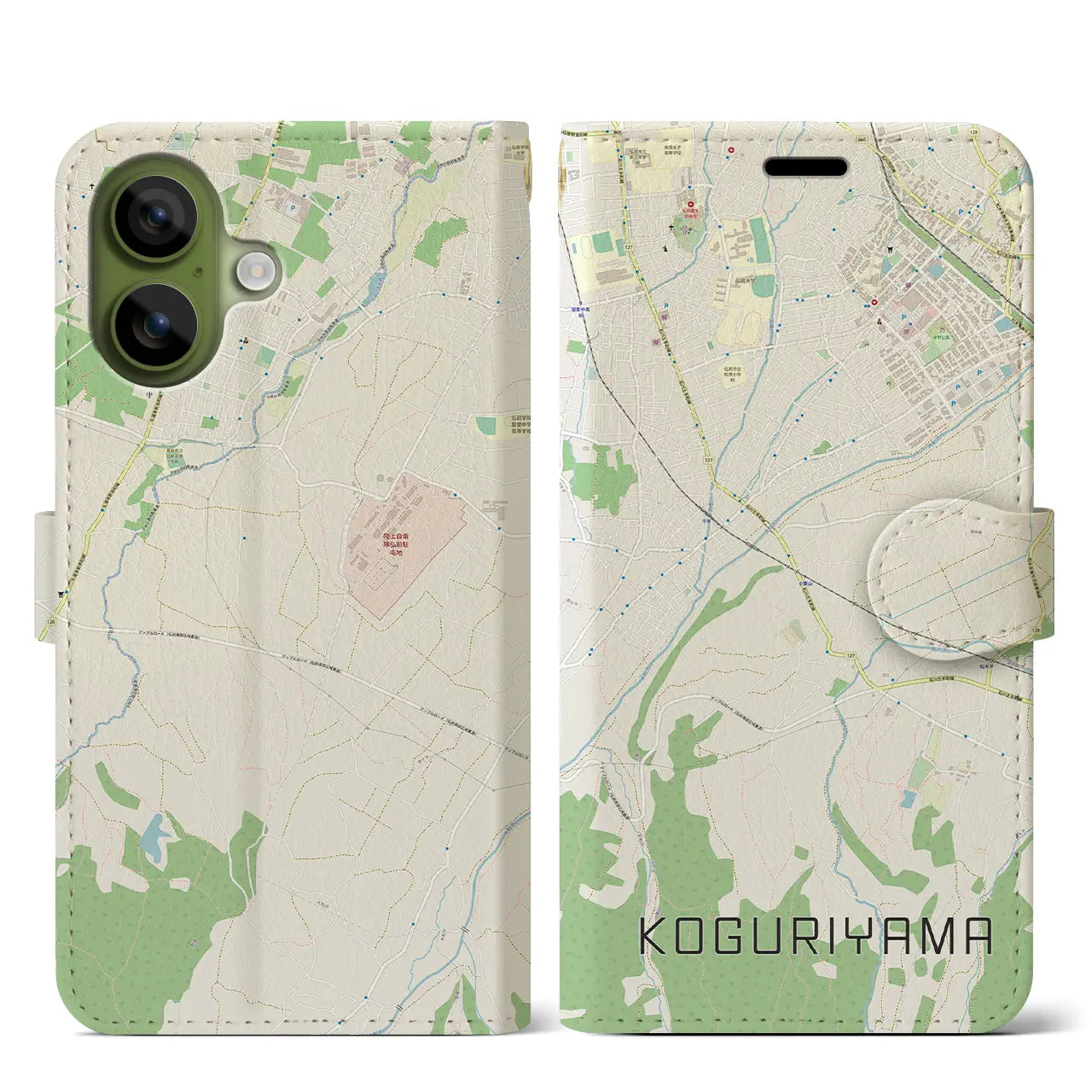 【小栗山(青森県)】地図柄iPhoneケース(手帳タイプ)