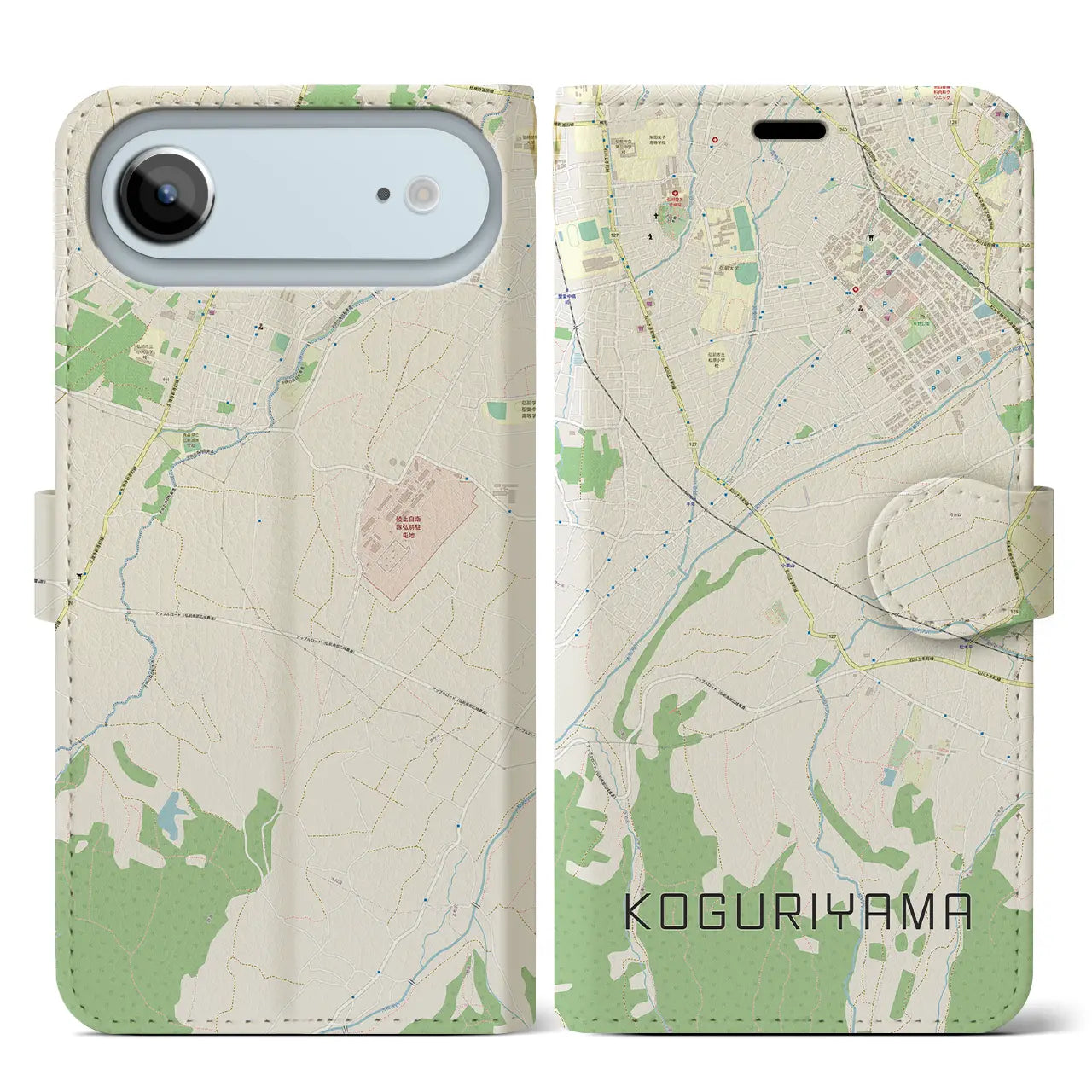 【小栗山(青森県)】地図柄iPhoneケース(手帳タイプ)