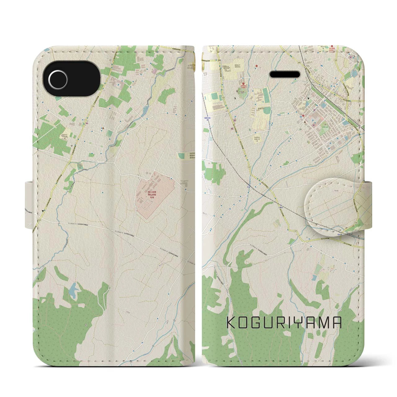 【小栗山(青森県)】地図柄iPhoneケース(手帳タイプ)