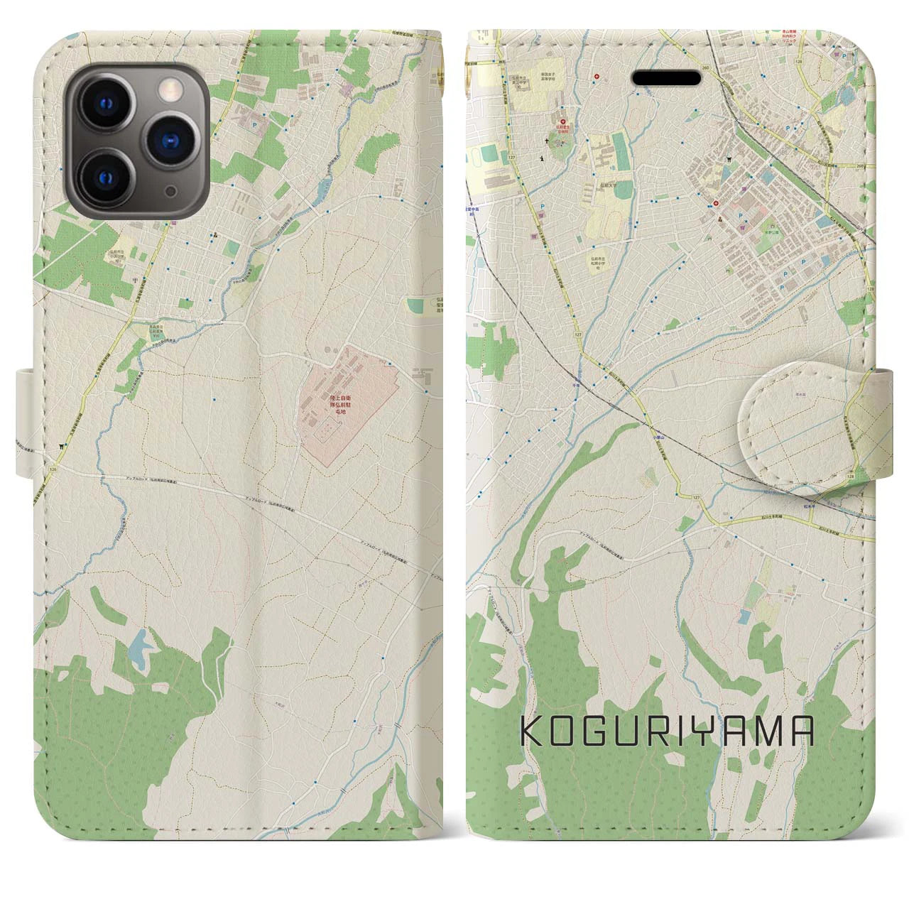 【小栗山(青森県)】地図柄iPhoneケース(手帳タイプ)