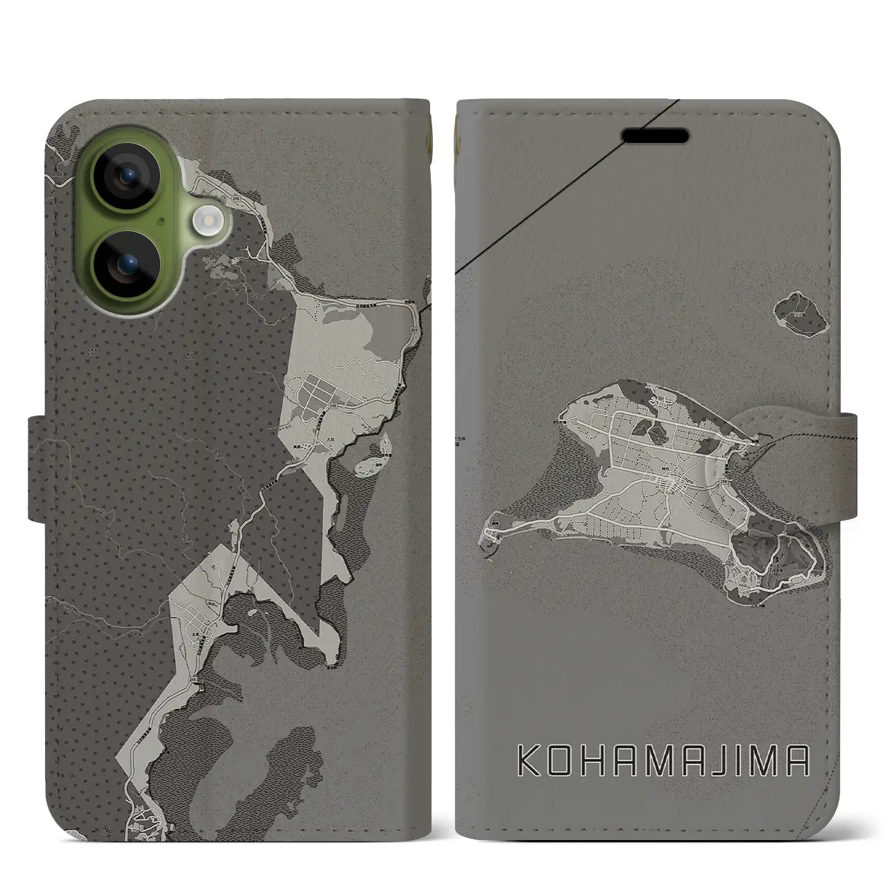 【小浜島(沖縄県)】地図柄iPhoneケース(手帳タイプ)