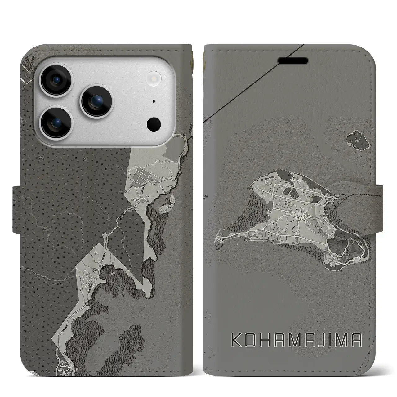 【小浜島(沖縄県)】地図柄iPhoneケース(手帳タイプ)