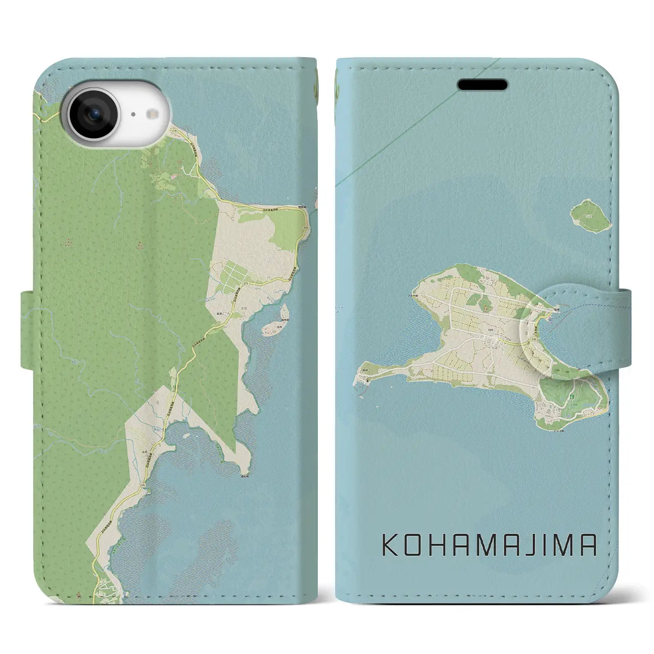 【小浜島(沖縄県)】地図柄iPhoneケース(手帳タイプ)