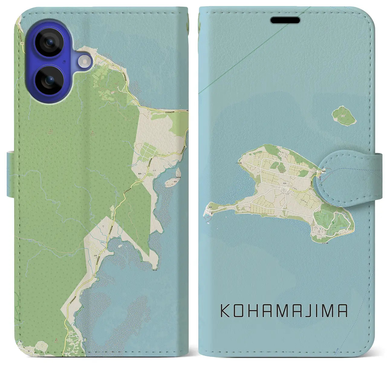 【小浜島(沖縄県)】地図柄iPhoneケース(手帳タイプ)ナチュラル・iPhone 16 Pro Max 用