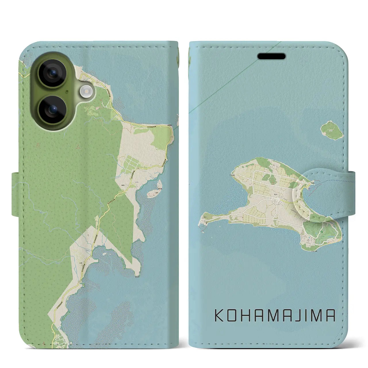 【小浜島(沖縄県)】地図柄iPhoneケース(手帳タイプ)