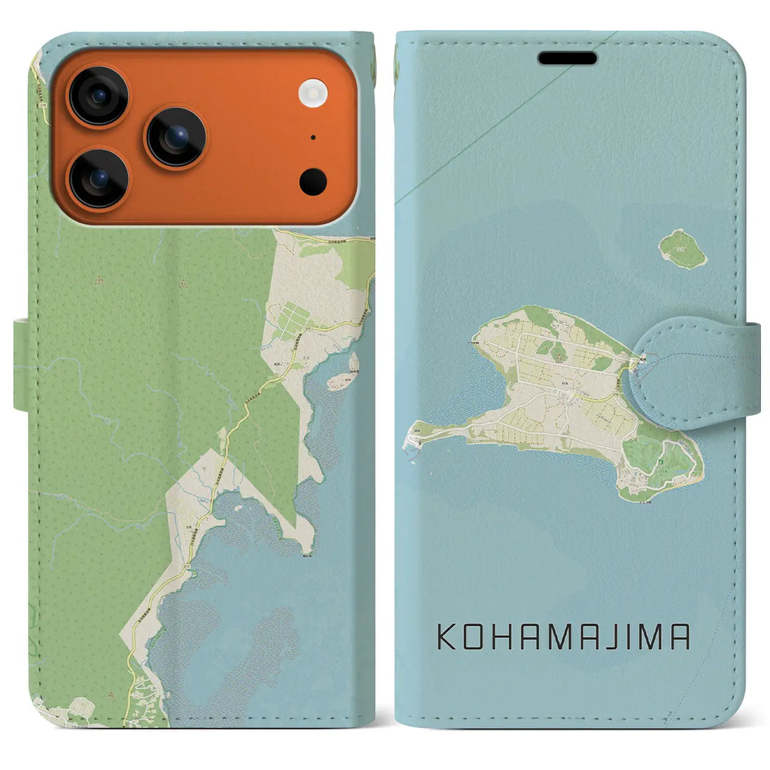 【小浜島(沖縄県)】地図柄iPhoneケース(手帳タイプ)ナチュラル・iPhone 17 Pro Max 用