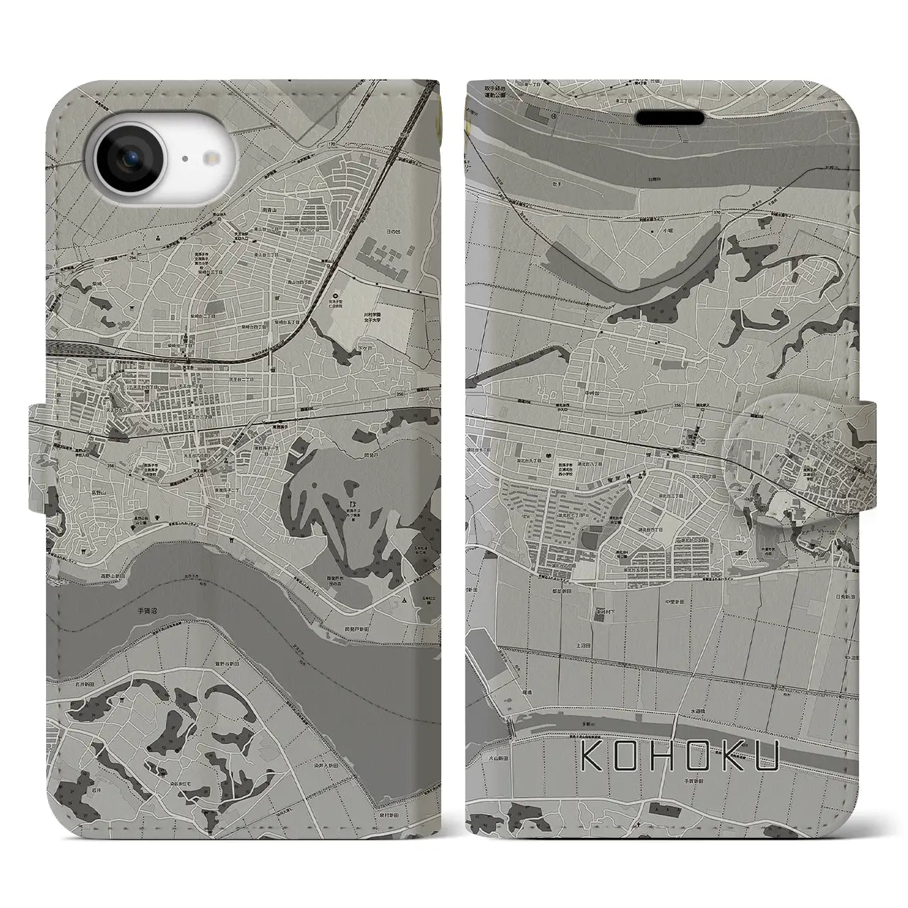 【湖北(千葉県)】地図柄iPhoneケース(手帳タイプ)
