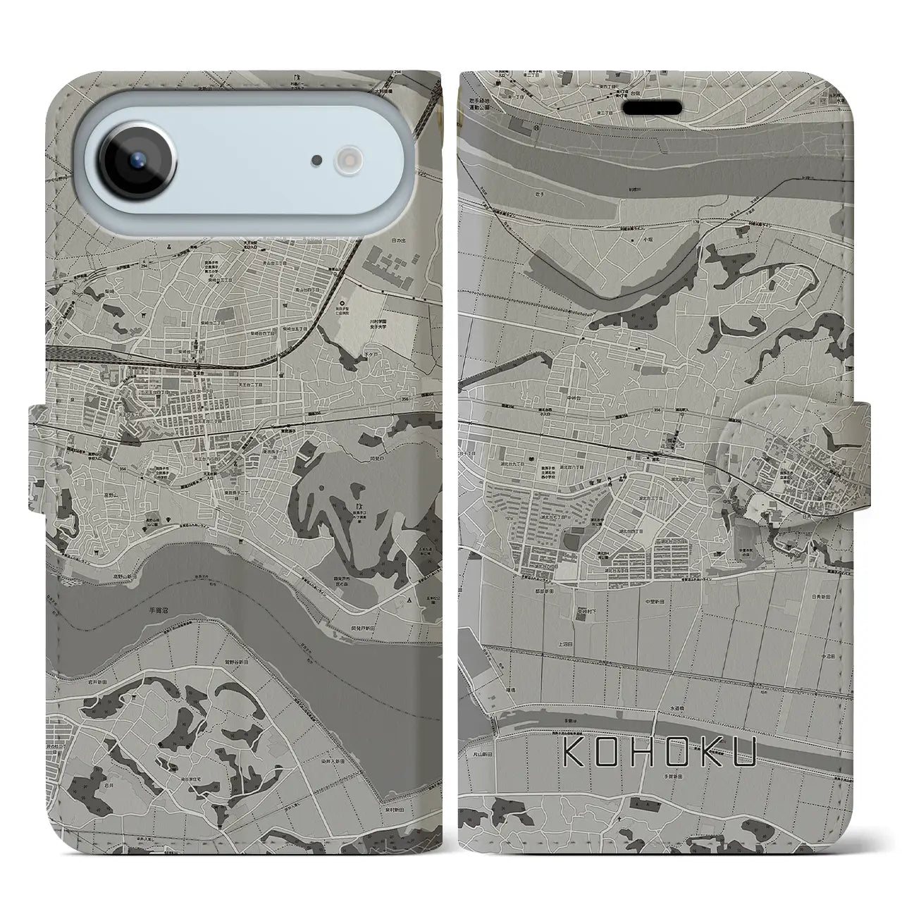 【湖北(千葉県)】地図柄iPhoneケース(手帳タイプ)