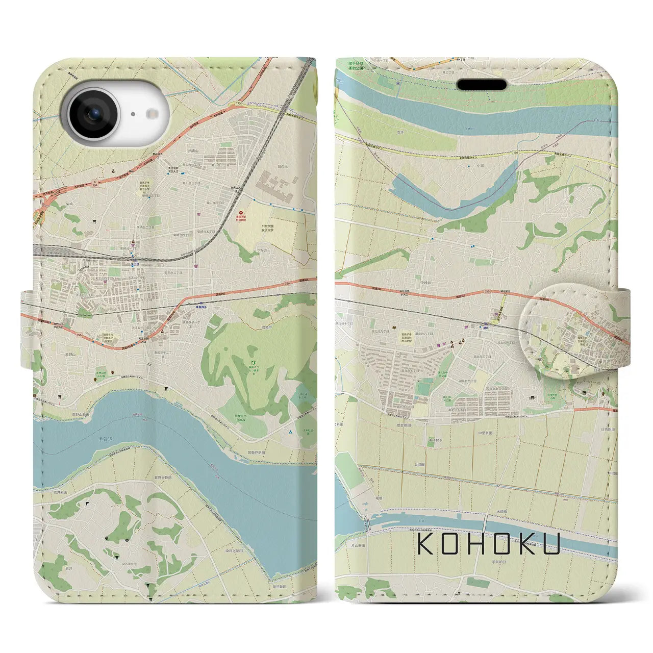 【湖北(千葉県)】地図柄iPhoneケース(手帳タイプ)