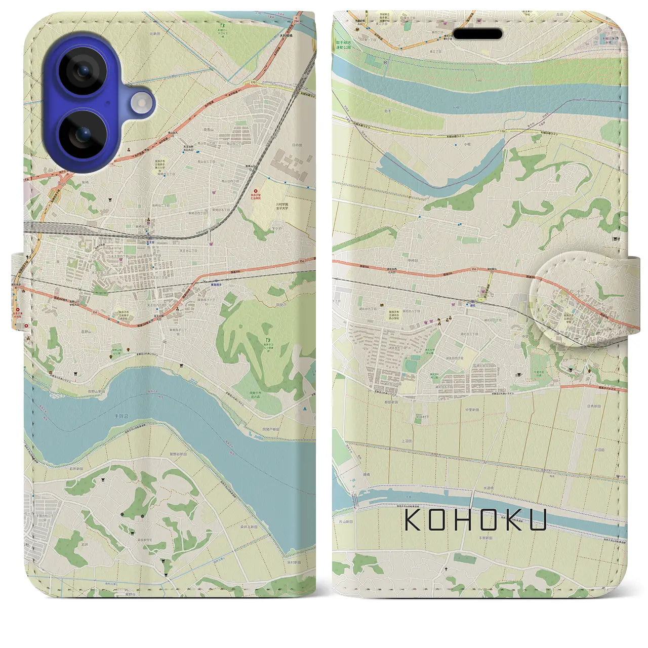【湖北(千葉県)】地図柄iPhoneケース(手帳タイプ)ナチュラル・iPhone 16 Pro Max 用