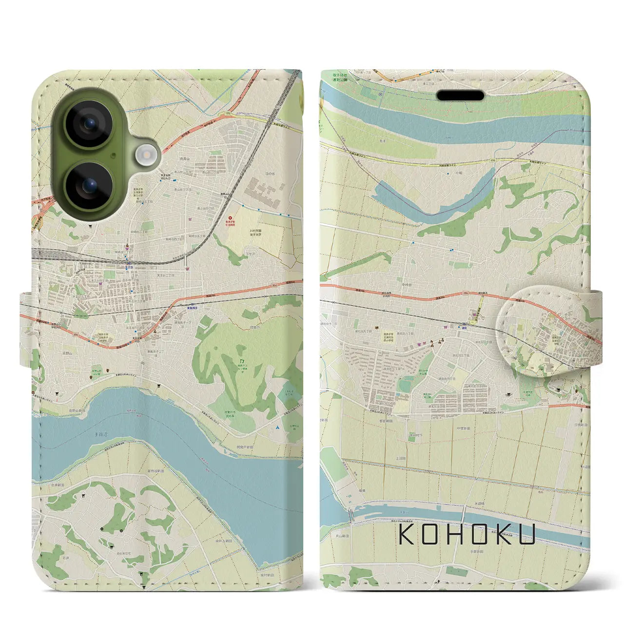 【湖北(千葉県)】地図柄iPhoneケース(手帳タイプ)