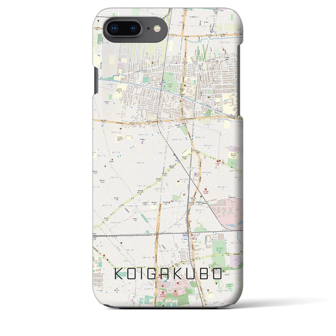 【恋ヶ窪(東京都)】地図柄iPhoneケース(バックカバータイプ)