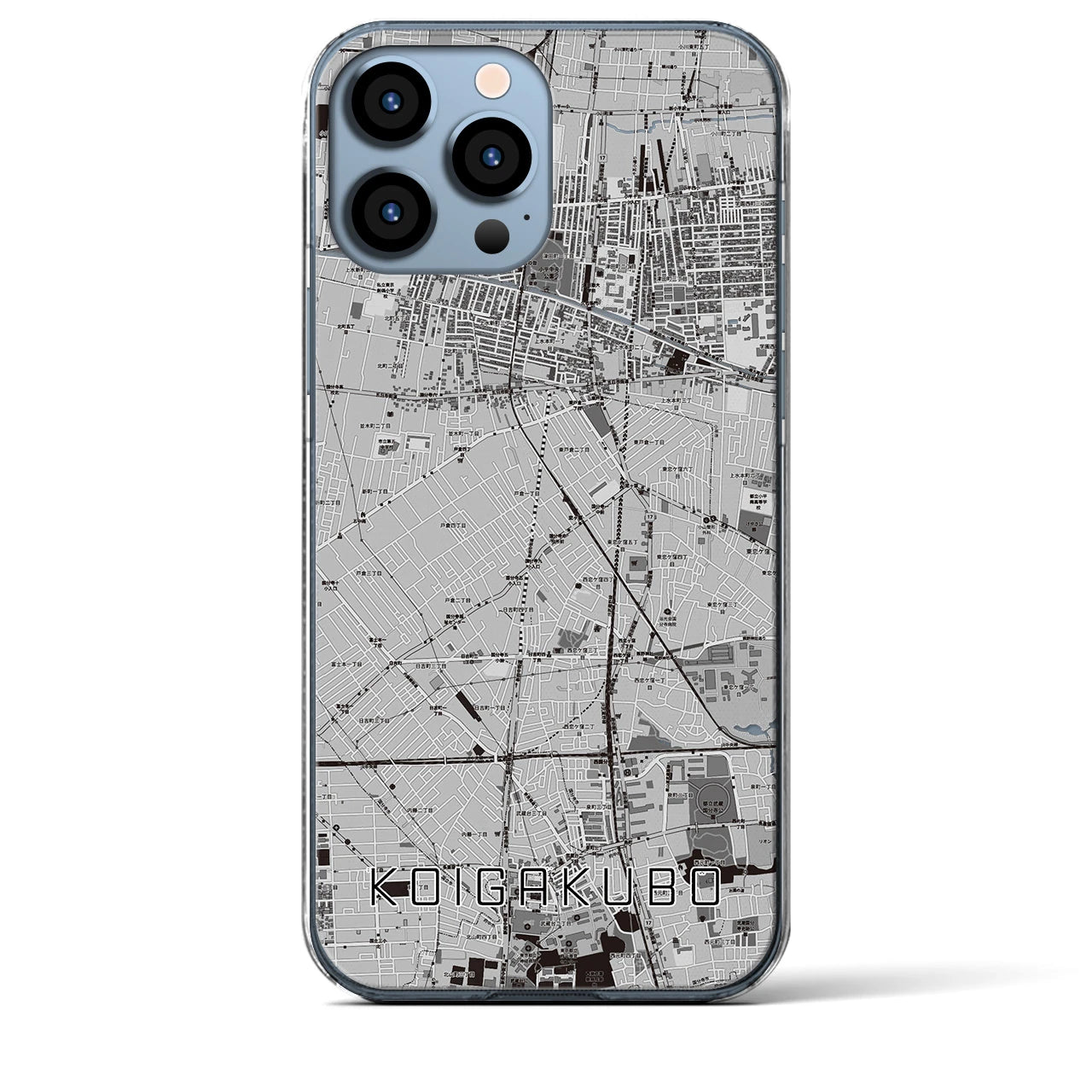 【恋ヶ窪(東京都)】地図柄iPhoneケース(クリアタイプ)