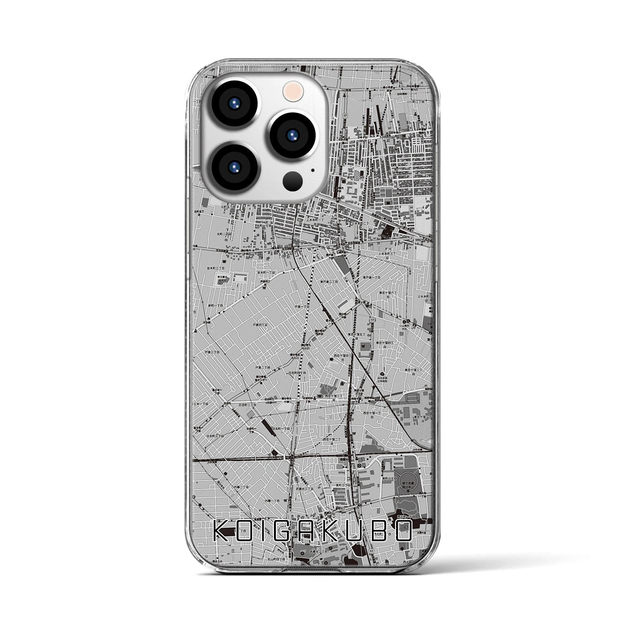 【恋ヶ窪(東京都)】地図柄iPhoneケース(クリアタイプ)