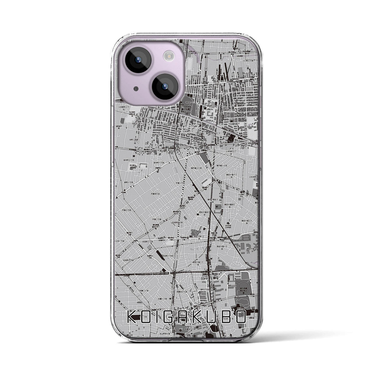 【恋ヶ窪(東京都)】地図柄iPhoneケース(クリアタイプ)