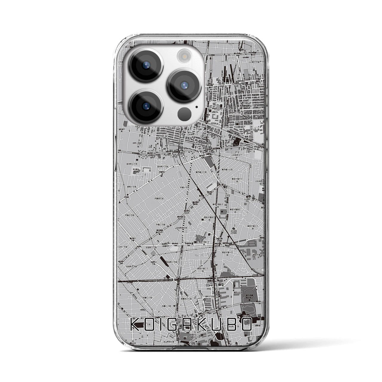 【恋ヶ窪(東京都)】地図柄iPhoneケース(クリアタイプ)