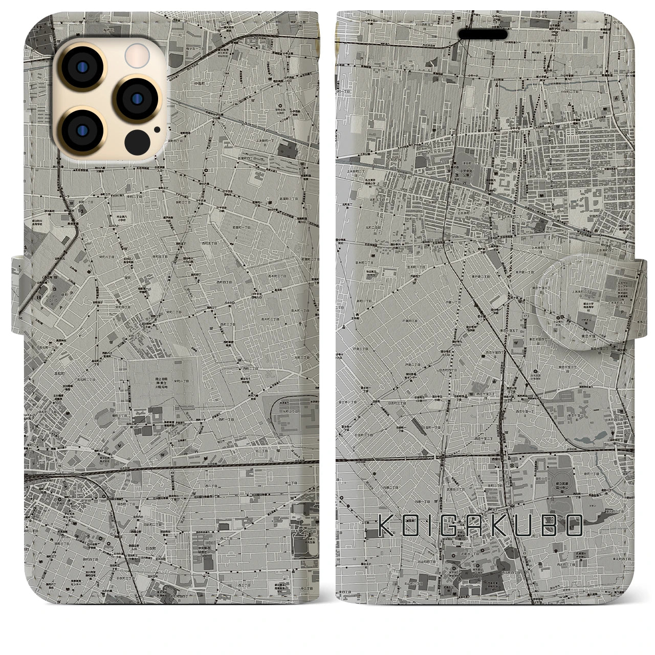 【恋ヶ窪(東京都)】地図柄iPhoneケース(手帳タイプ)