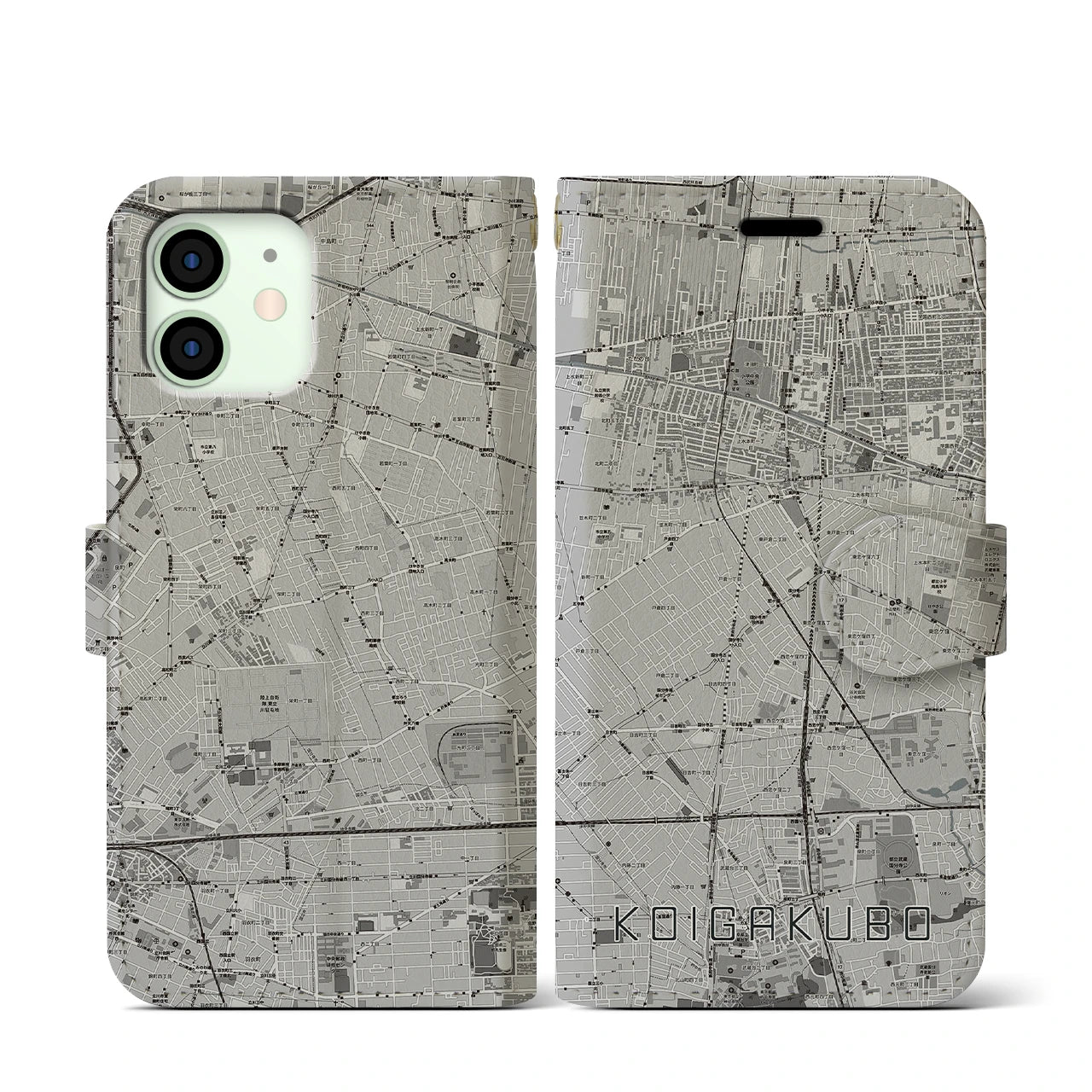 【恋ヶ窪(東京都)】地図柄iPhoneケース(手帳タイプ)