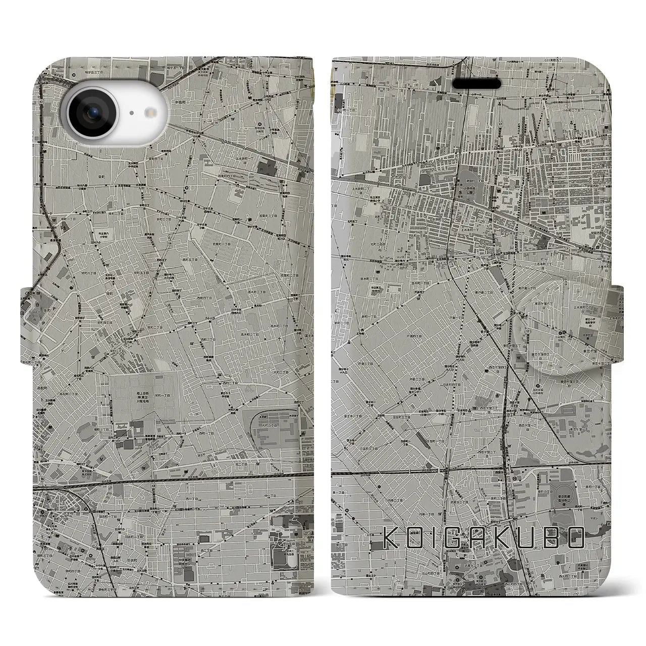 【恋ヶ窪(東京都)】地図柄iPhoneケース(手帳タイプ)