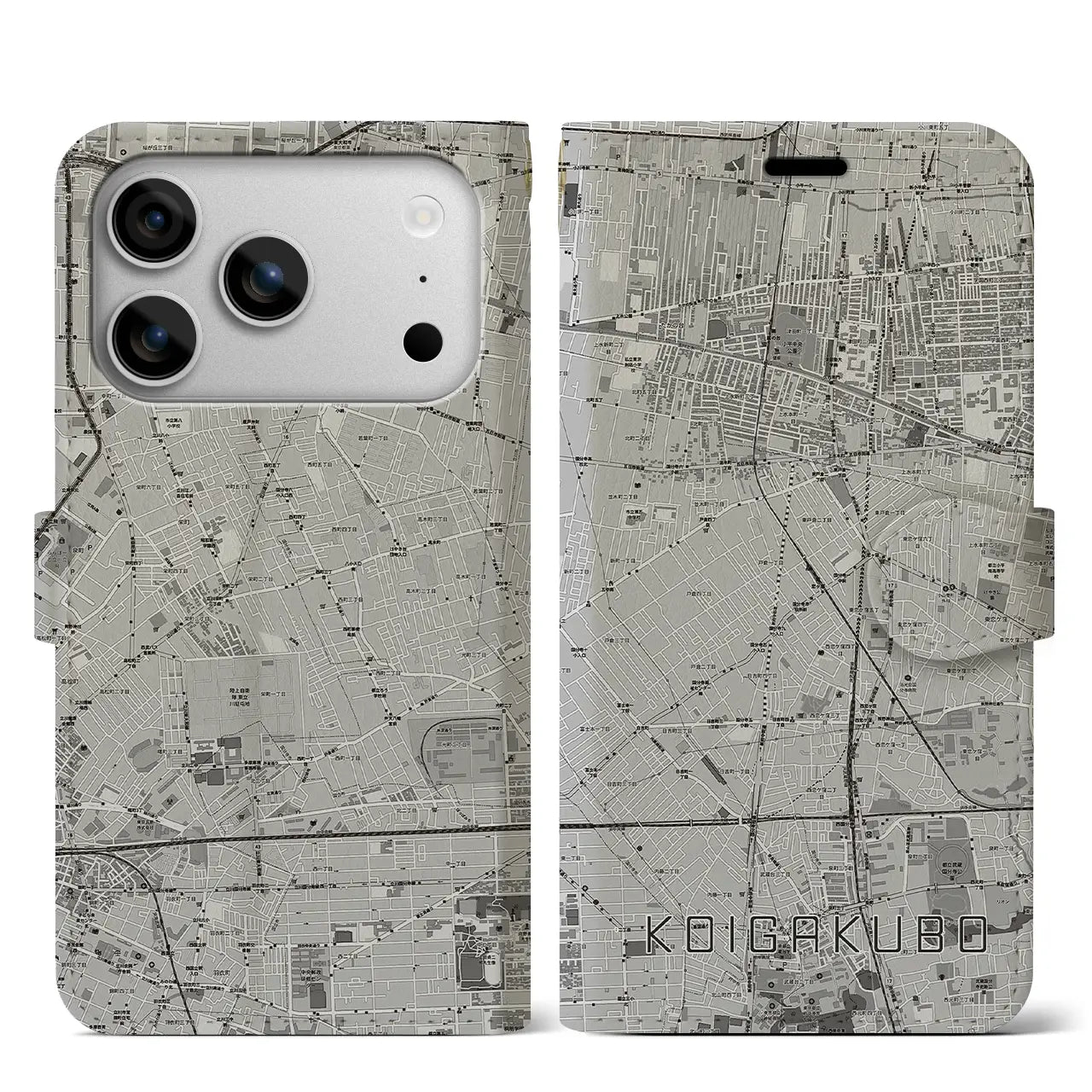 【恋ヶ窪(東京都)】地図柄iPhoneケース(手帳タイプ)