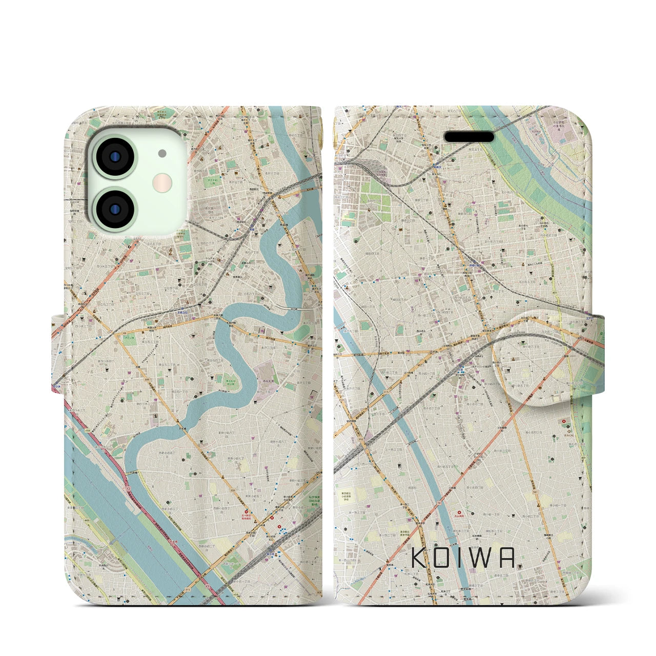 【小岩(東京都)】地図柄iPhoneケース(手帳タイプ)