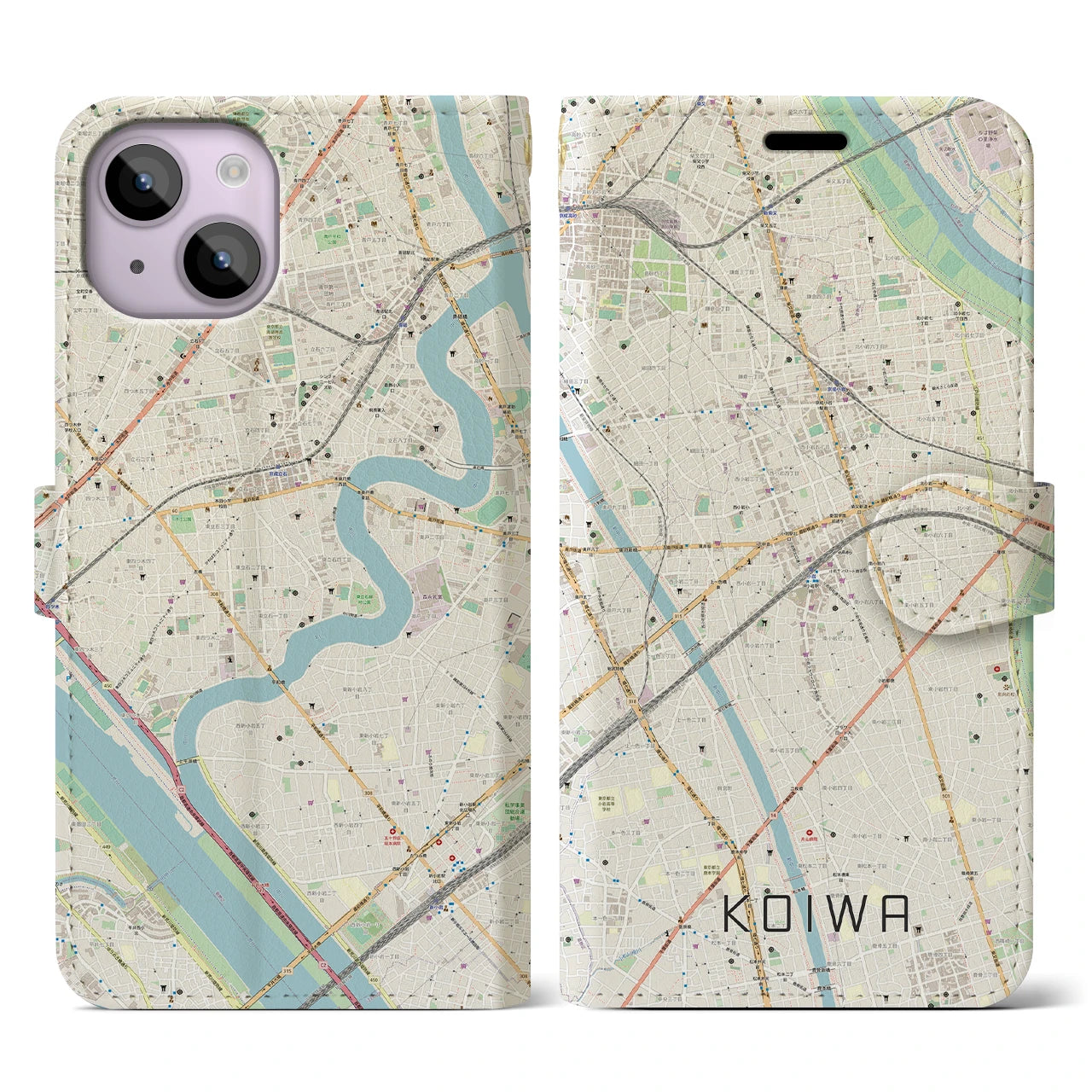 【小岩(東京都)】地図柄iPhoneケース(手帳タイプ)