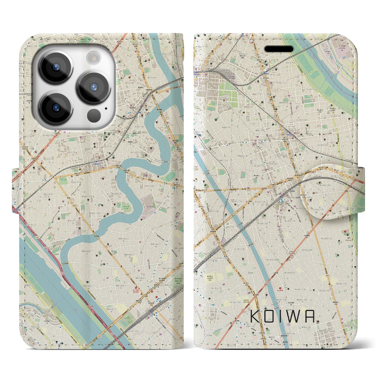 【小岩(東京都)】地図柄iPhoneケース(手帳タイプ)
