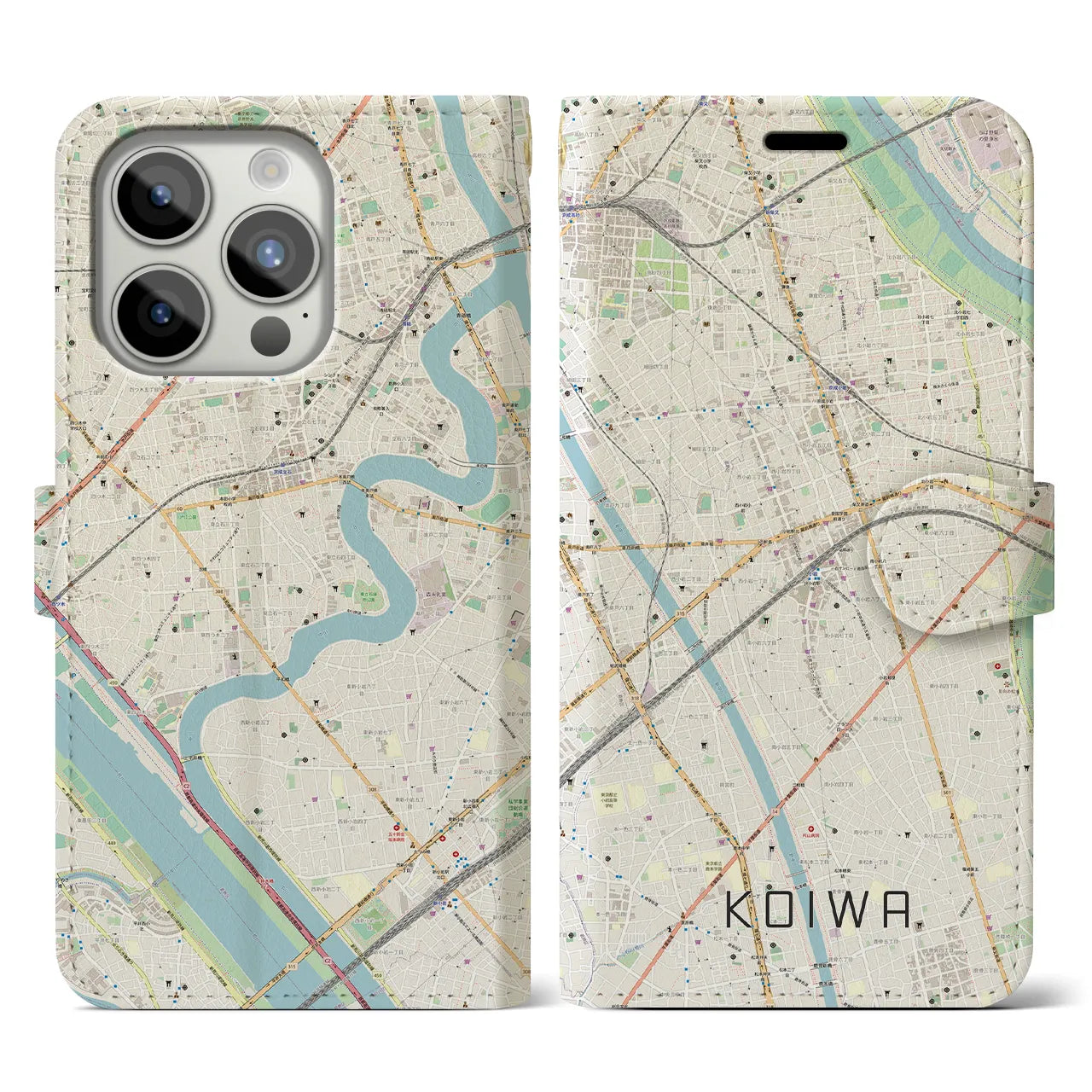 【小岩(東京都)】地図柄iPhoneケース(手帳タイプ)