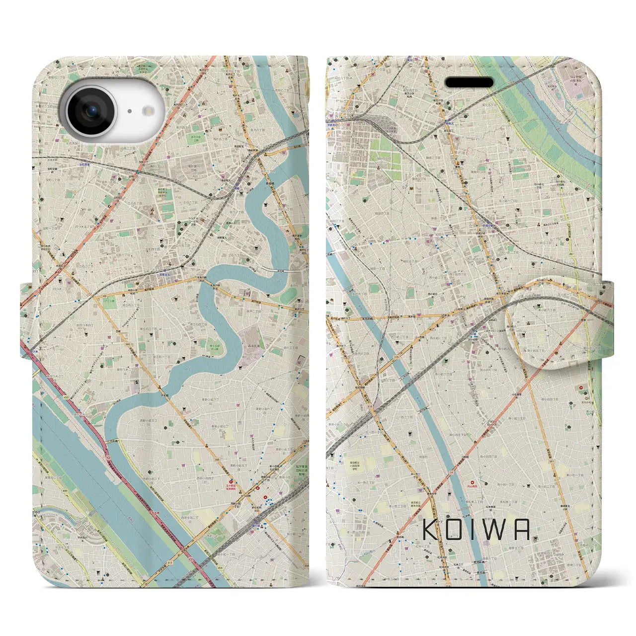 【小岩(東京都)】地図柄iPhoneケース(手帳タイプ)