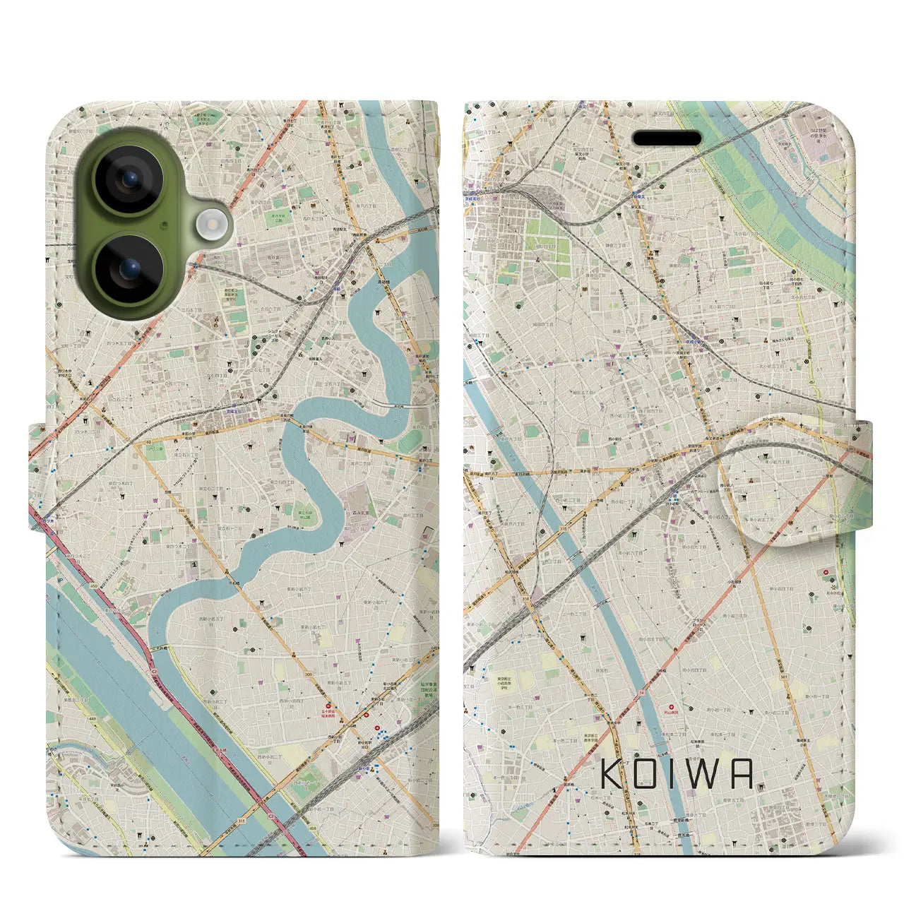 【小岩(東京都)】地図柄iPhoneケース(手帳タイプ)モノトーン・iPhone 17 Pro Max 用