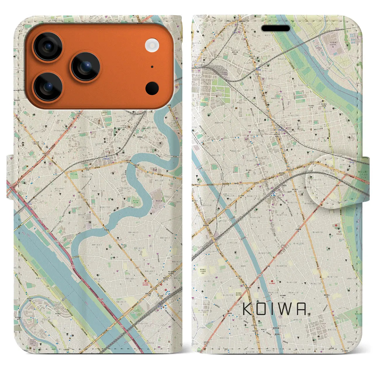 【小岩(東京都)】地図柄iPhoneケース(手帳タイプ)
