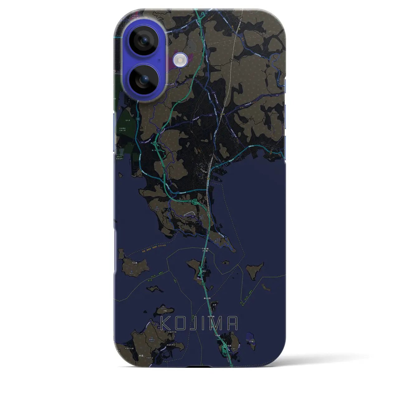 【児島(岡山県)】地図柄iPhoneケース(バックカバータイプ)
