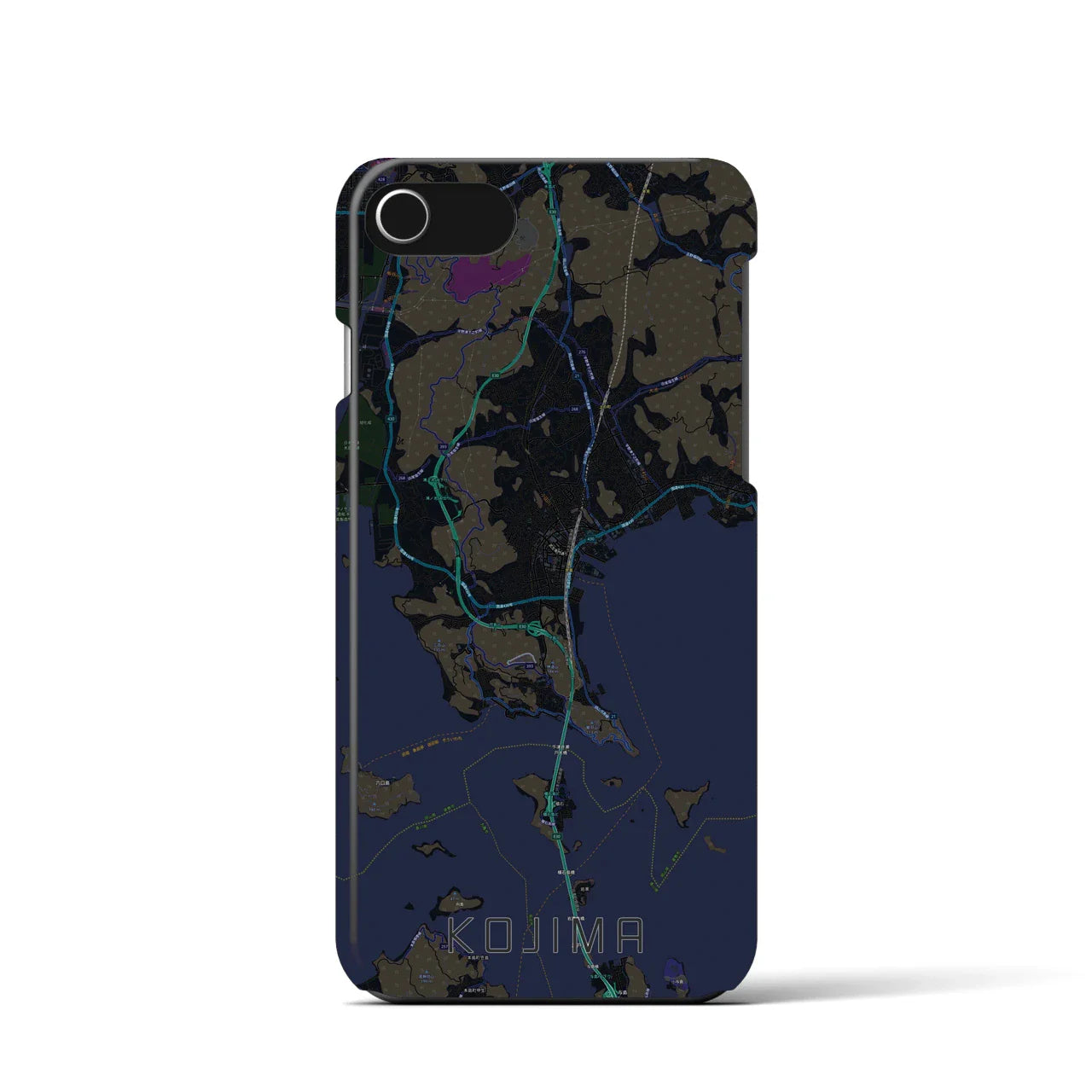 【児島(岡山県)】地図柄iPhoneケース(バックカバータイプ)