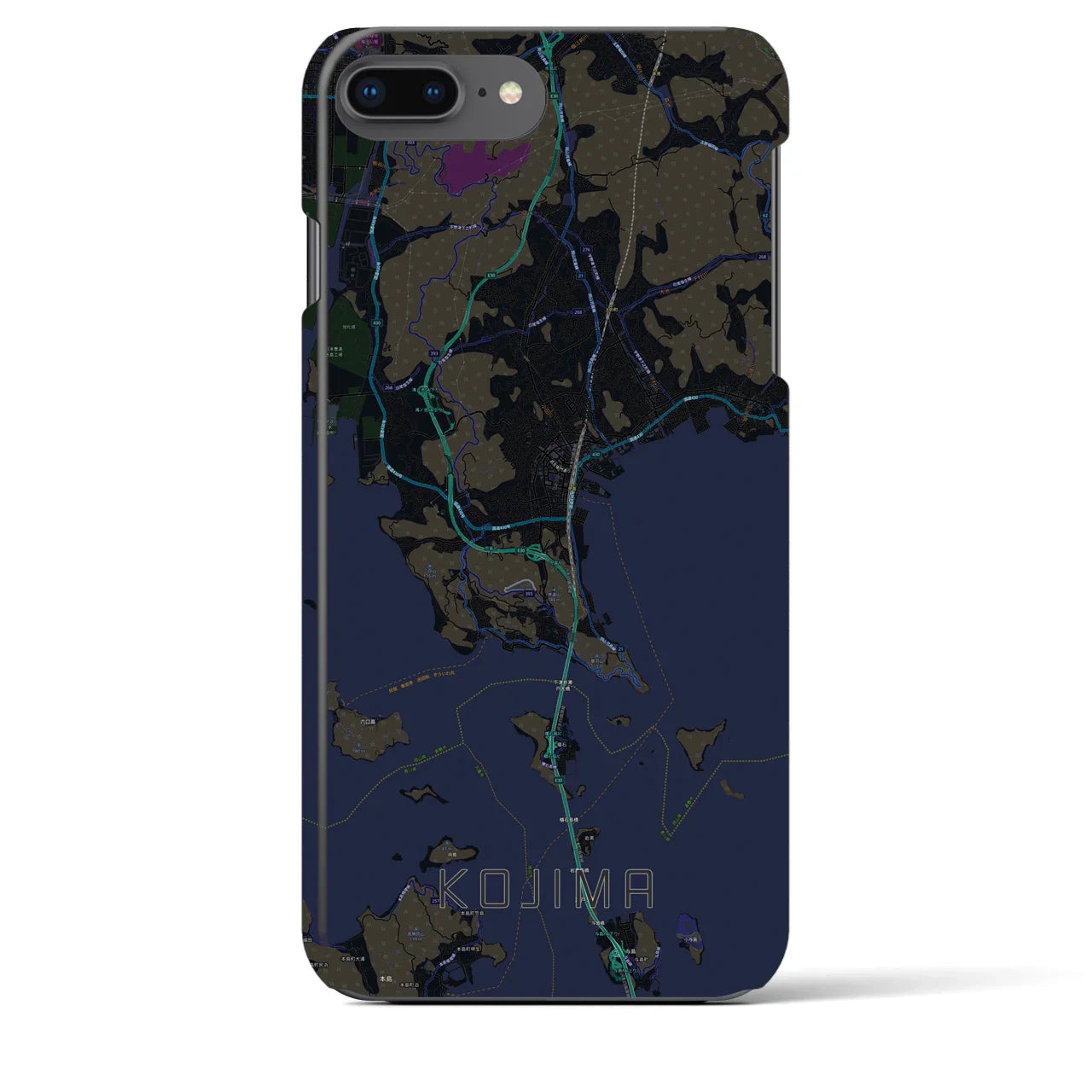 【児島(岡山県)】地図柄iPhoneケース(バックカバータイプ)