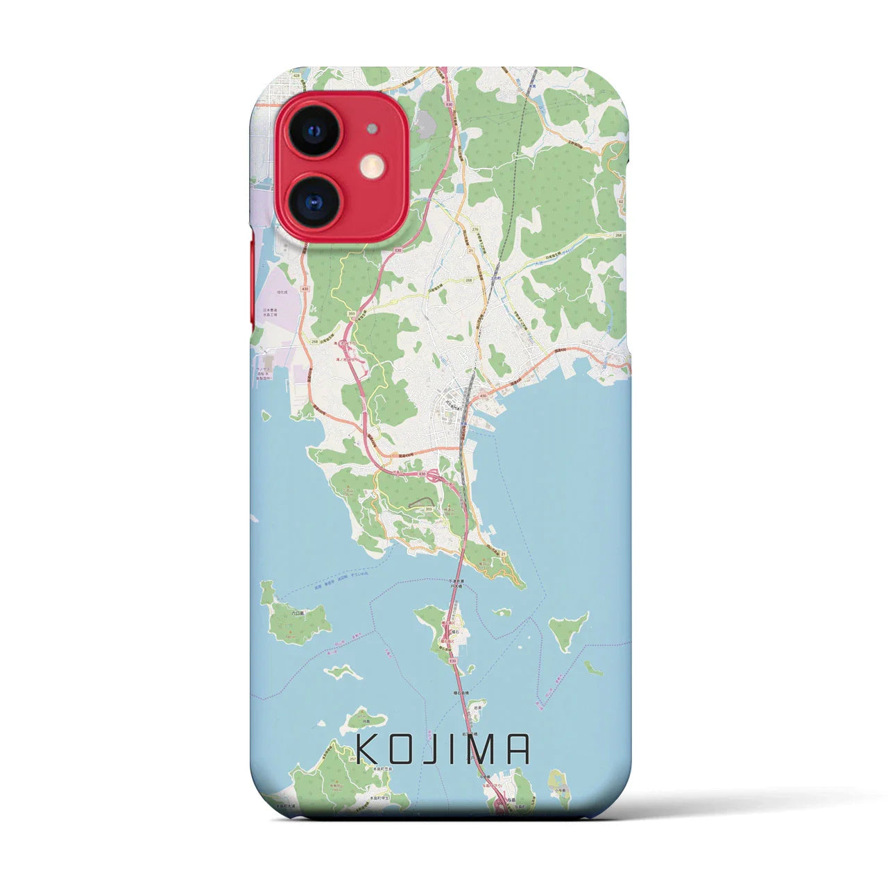【児島(岡山県)】地図柄iPhoneケース(バックカバータイプ)