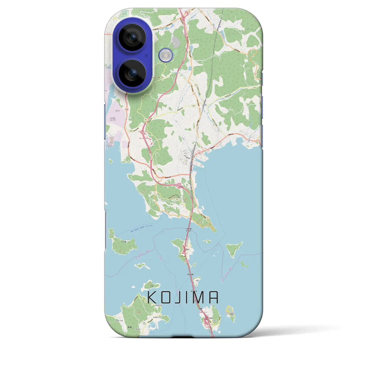 【児島(岡山県)】地図柄iPhoneケース(バックカバータイプ)ナチュラル・iPhone 16 Pro Max 用