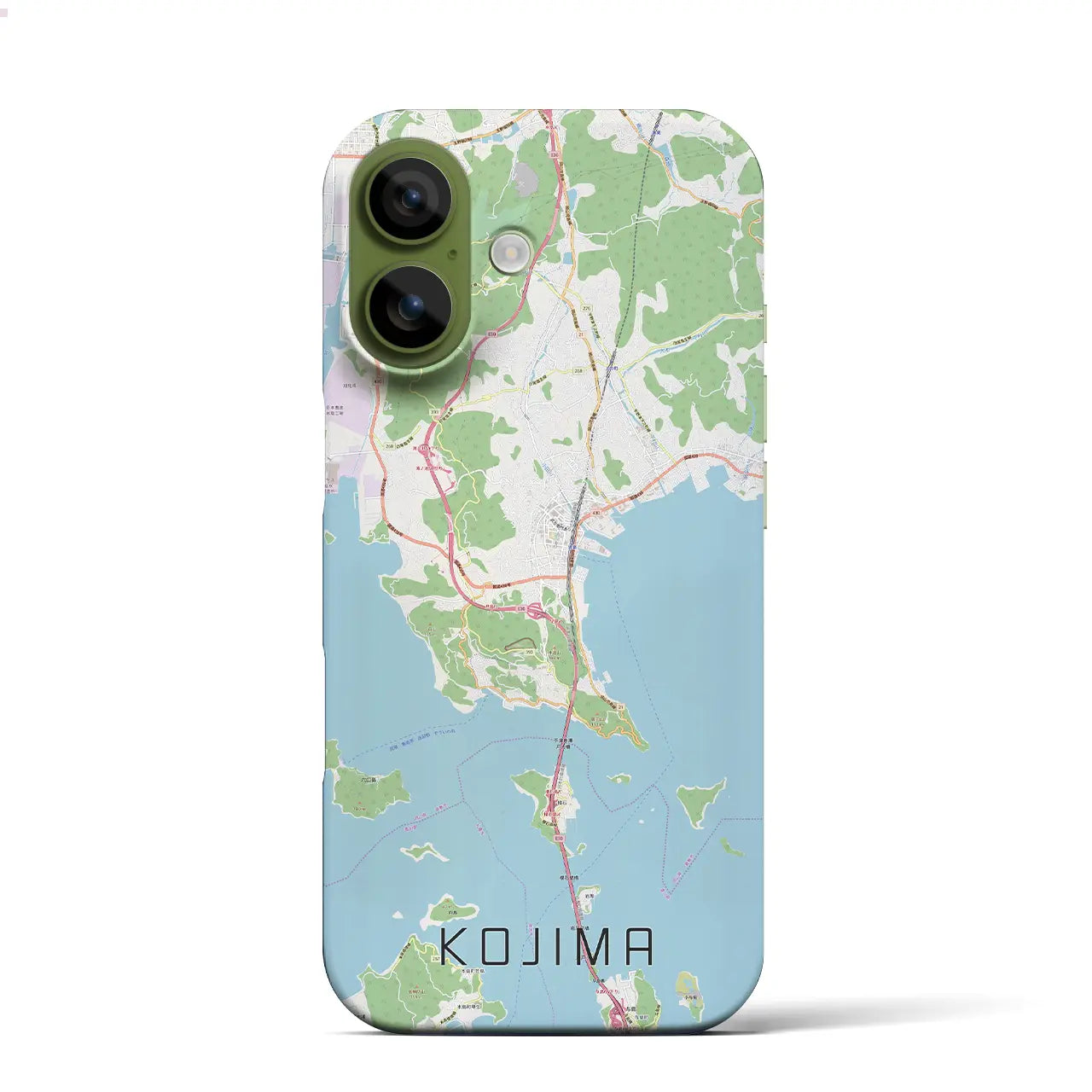 【児島(岡山県)】地図柄iPhoneケース(バックカバータイプ)ブラック・iPhone 17 Pro Max 用