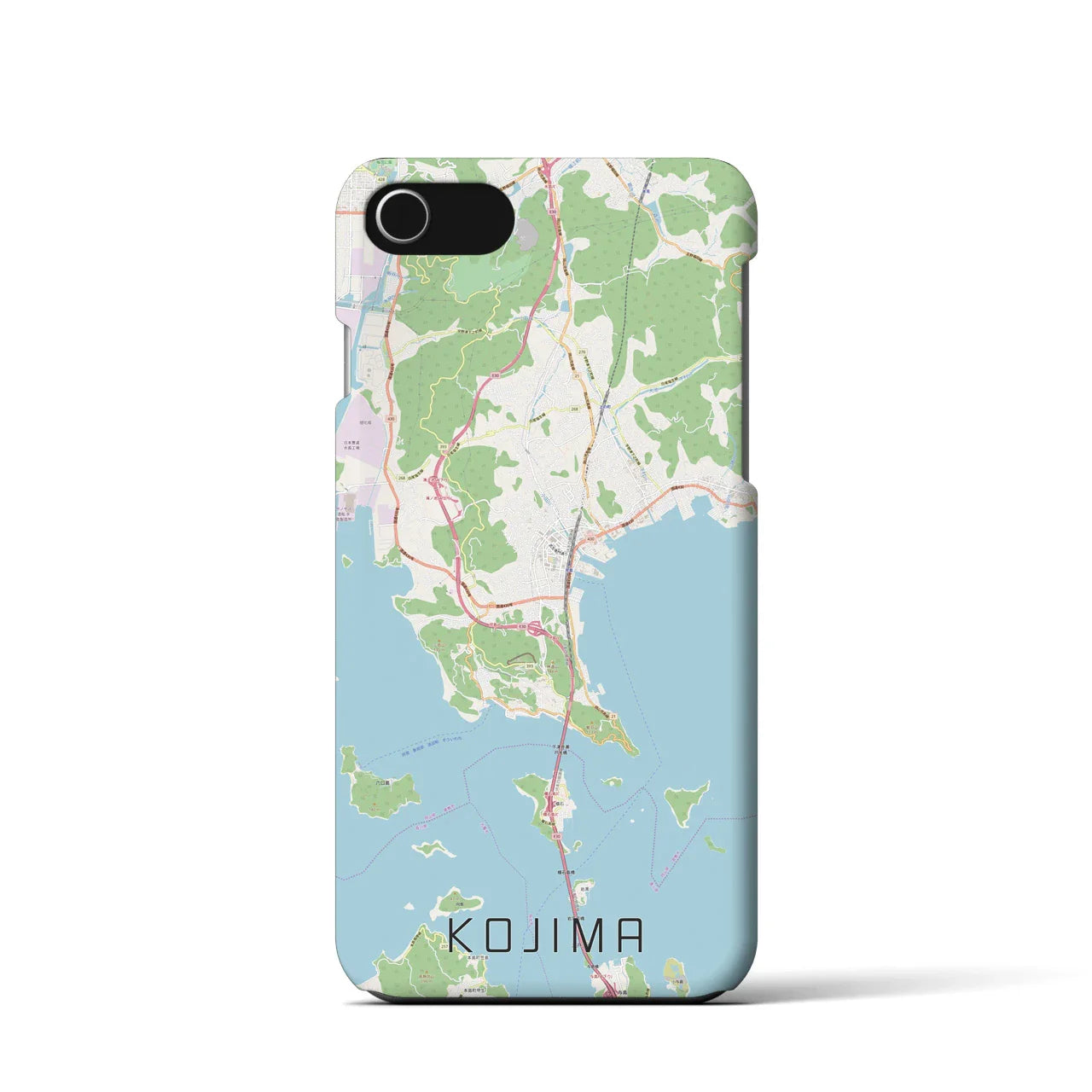 【児島(岡山県)】地図柄iPhoneケース(バックカバータイプ)