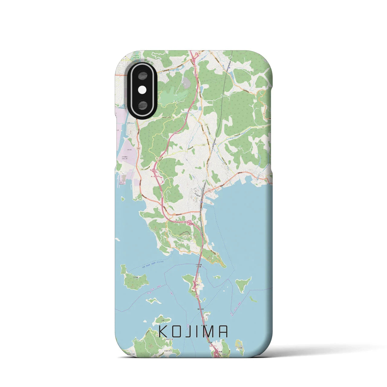 【児島(岡山県)】地図柄iPhoneケース(バックカバータイプ)