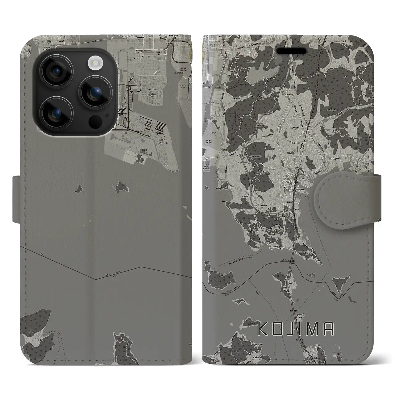 【児島(岡山県)】地図柄iPhoneケース(手帳タイプ)