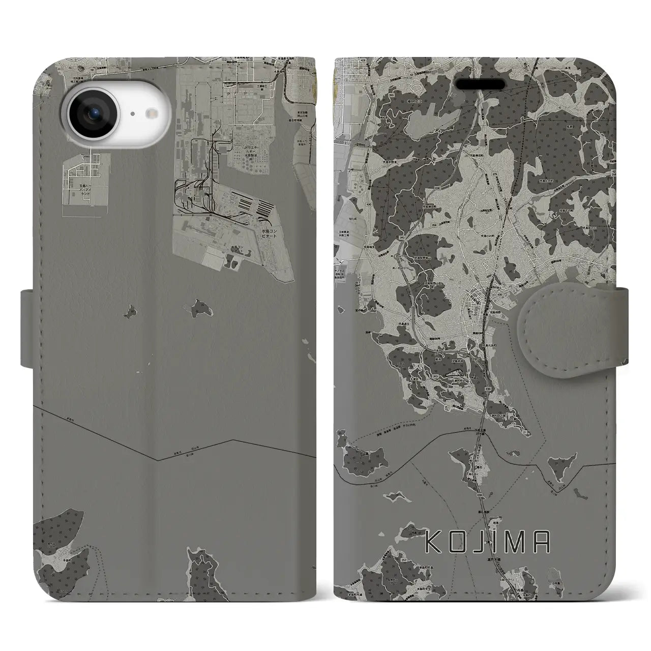 【児島(岡山県)】地図柄iPhoneケース(手帳タイプ)