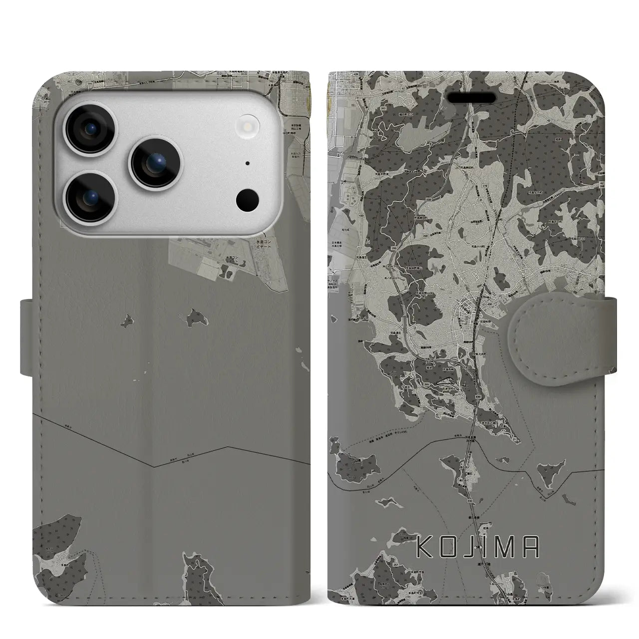 【児島(岡山県)】地図柄iPhoneケース(手帳タイプ)