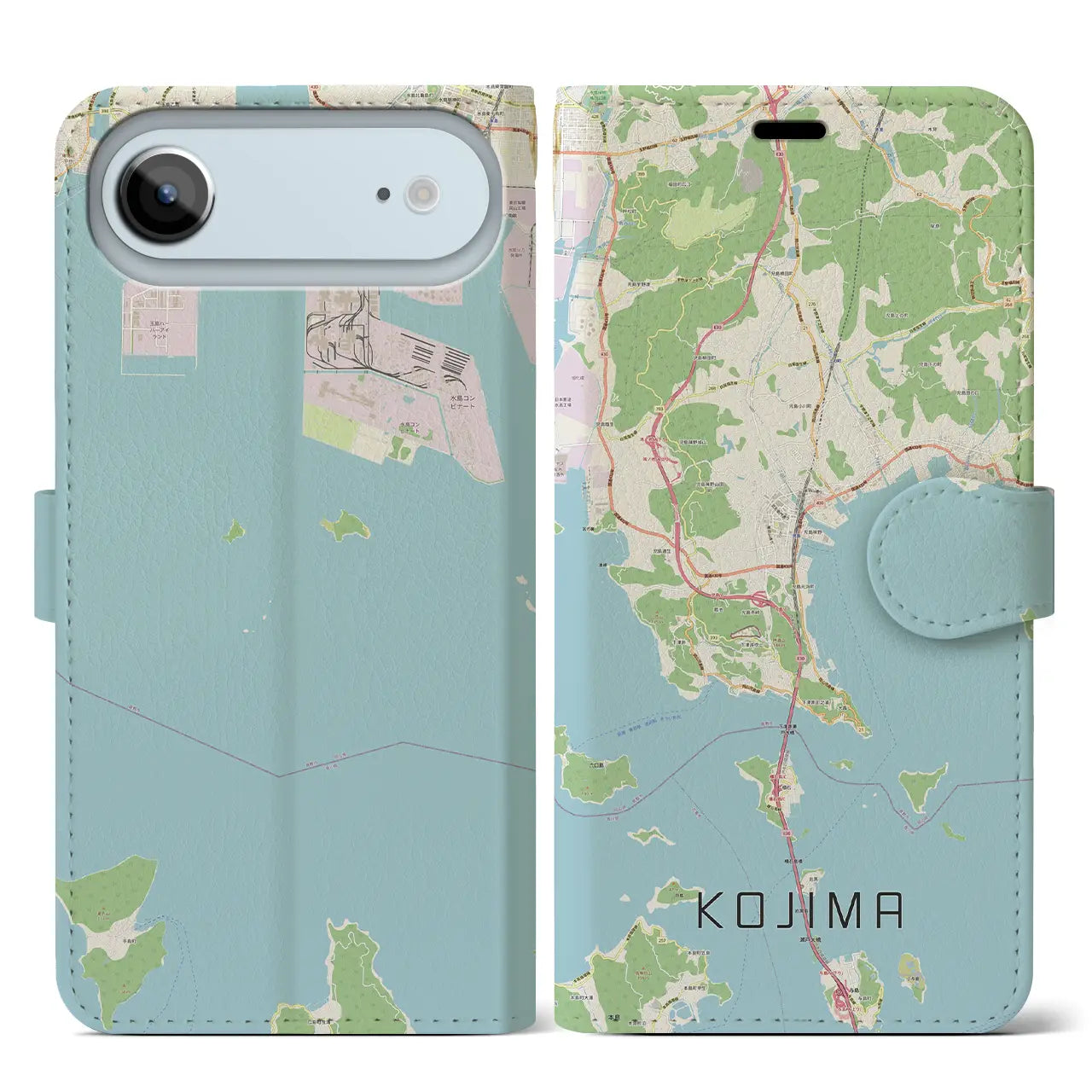 【児島(岡山県)】地図柄iPhoneケース(手帳タイプ)