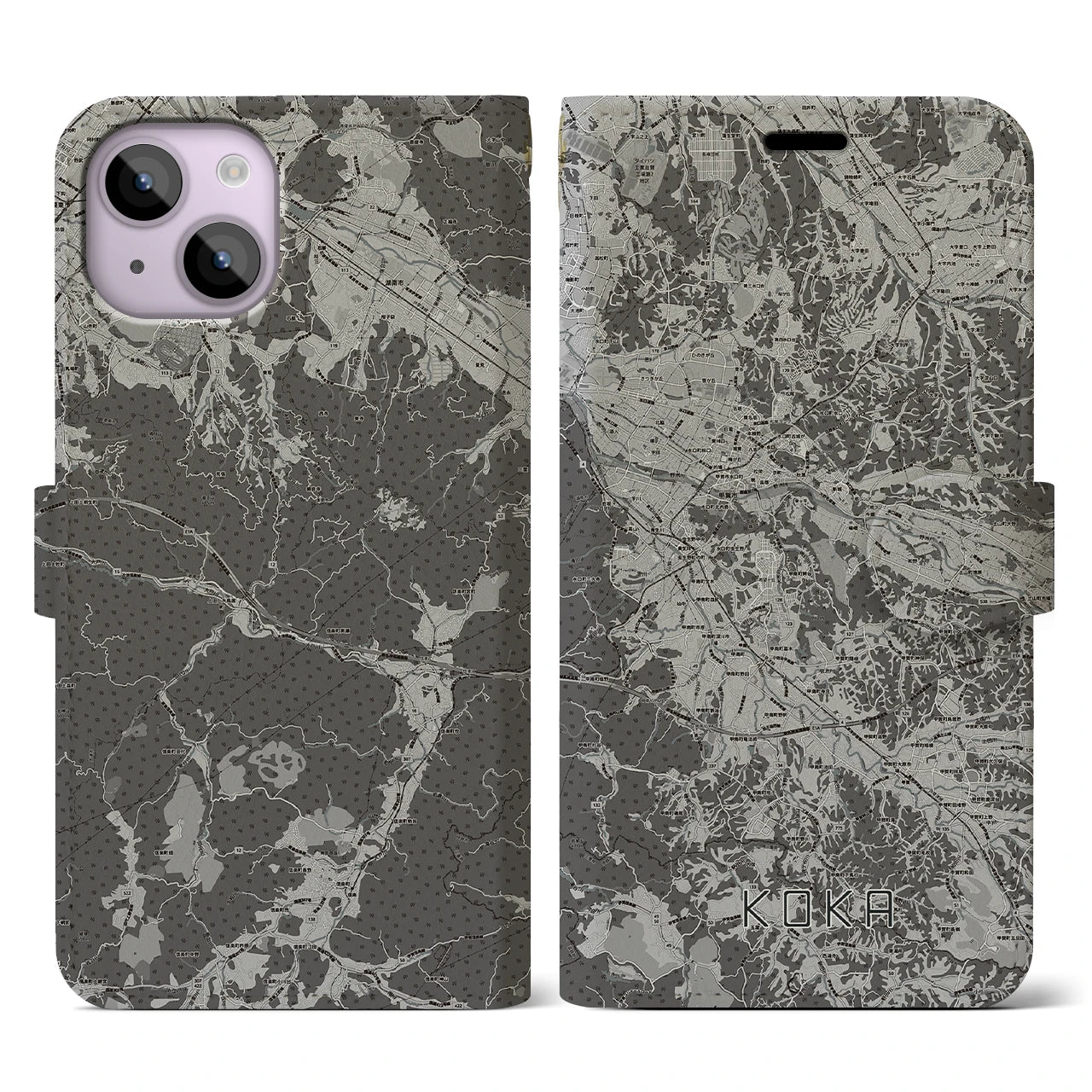 【甲賀(滋賀県)】地図柄iPhoneケース(手帳タイプ)