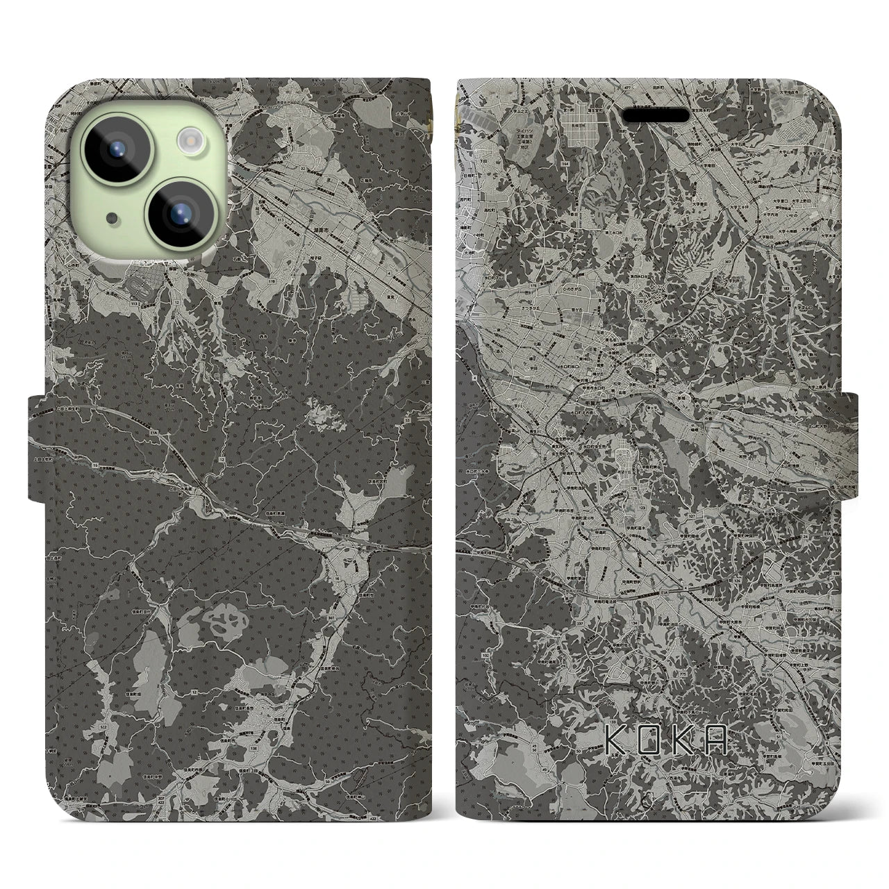 【甲賀(滋賀県)】地図柄iPhoneケース(手帳タイプ)