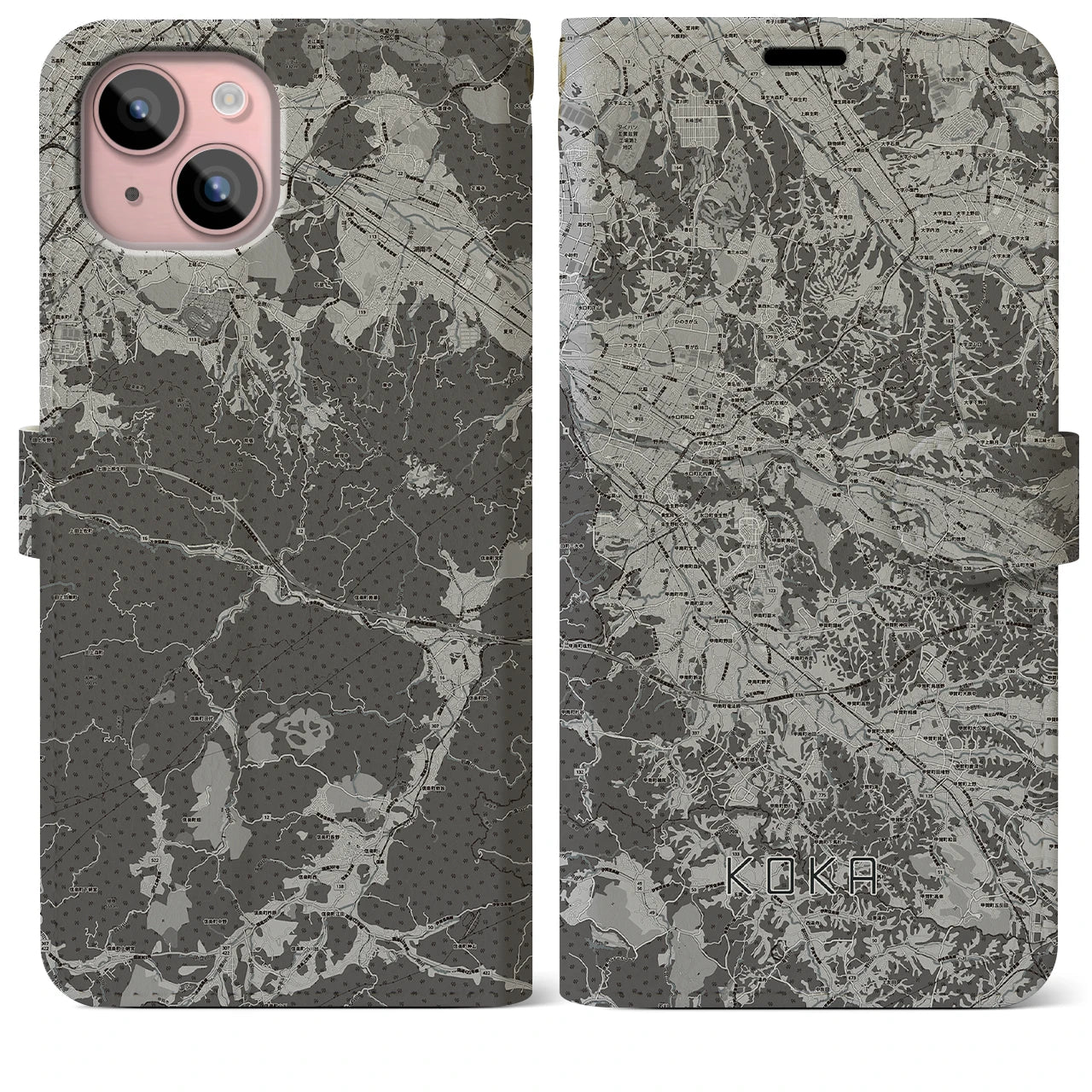 【甲賀(滋賀県)】地図柄iPhoneケース(手帳タイプ)