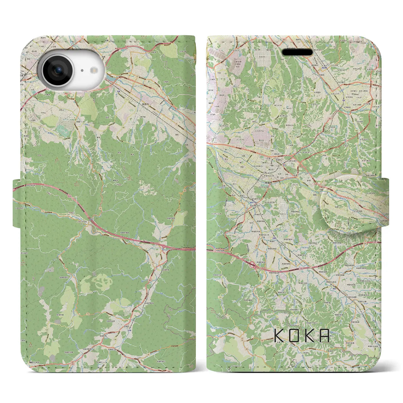 【甲賀(滋賀県)】地図柄iPhoneケース(手帳タイプ)