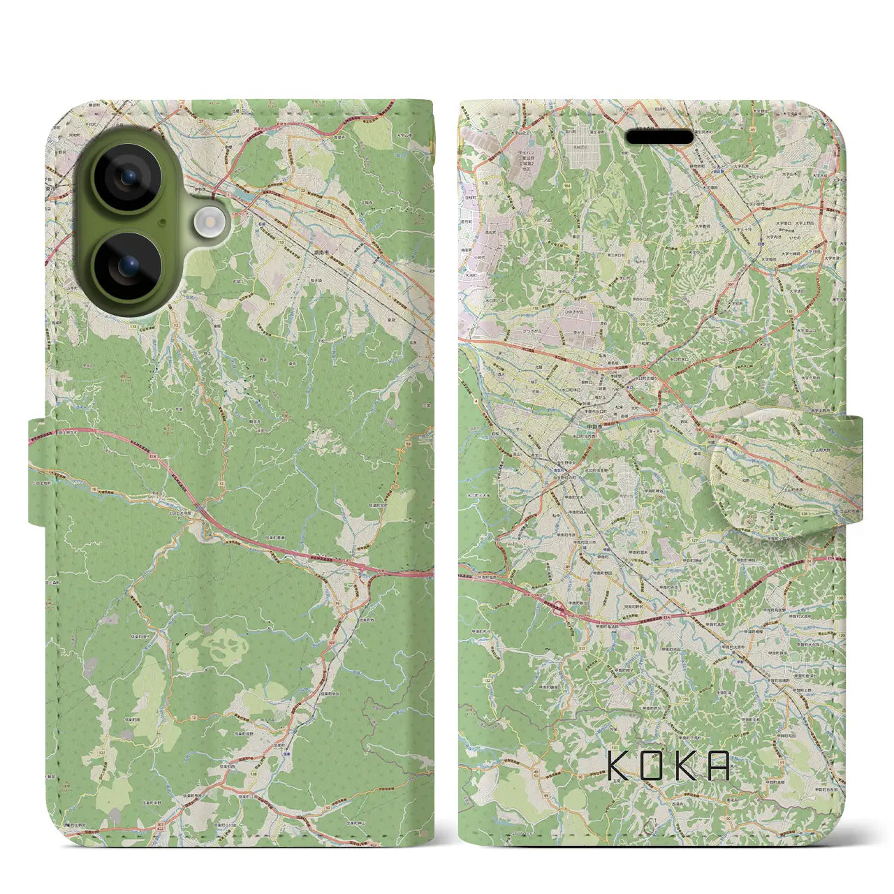 【甲賀(滋賀県)】地図柄iPhoneケース(手帳タイプ)